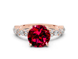 Rose gold Round Cut Garnet Solitaire with Side Stones, Pave Band, Four-Prong Setting_36