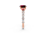 Rose gold Round Cut Garnet Solitaire with Side Stones, Pave Band, Four-Prong Setting_38