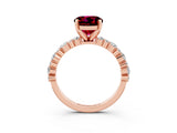 Rose gold Round Cut Garnet Solitaire with Side Stones, Pave Band, Four-Prong Setting_39