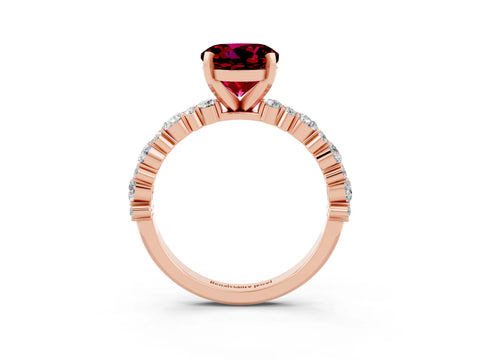 Rose gold Round Cut Garnet Solitaire with Side Stones, Pave Band, Four-Prong Setting_39