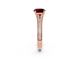 Rose gold Round Cut Garnet Split Shank Engagement Ring with Pavé Band_2