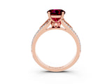 Rose gold Round Cut Garnet Split Shank Engagement Ring with Pavé Band_3