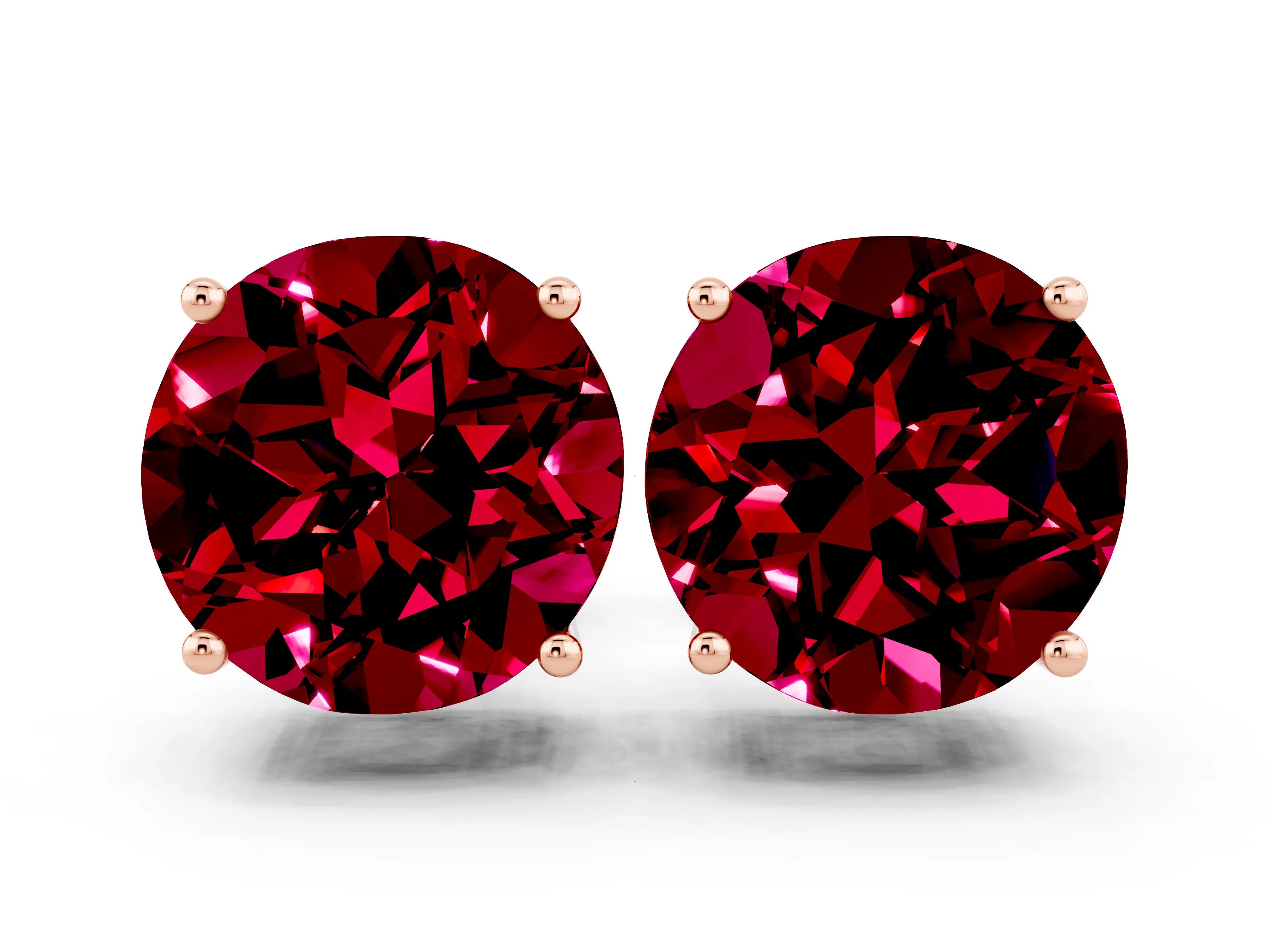 Rose gold Round Cut Garnet Stud Earrings_18