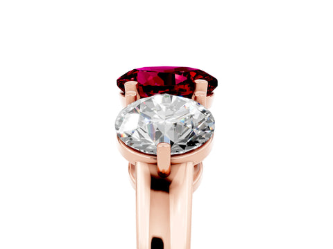 Rose gold Round Cut Garnet Three-Stone Ring with Prong Setting and Classic Band_5