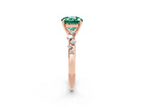 Rose gold Round Cut Green Sapphire Cluster Side Stone Solitaire Ring with Prong Setting_26