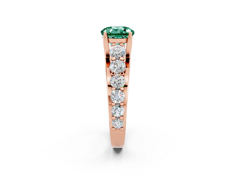 Rose gold Round Cut Green Sapphire Engagement Ring with Pavé Band and Four-Prong Setting_2