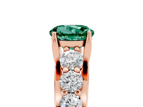 Rose gold Round Cut Green Sapphire Engagement Ring with Pavé Band and Four-Prong Setting_5