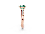 Rose gold Round Cut Green Sapphire Engagement Ring with Side Stone Accents and Four-Prong Setting_29