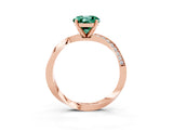 Rose gold Round Cut Green Sapphire Engagement Ring with Side Stone Accents and Four-Prong Setting_30
