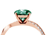Rose gold Round Cut Green Sapphire Engagement Ring with Side Stone Accents and Four-Prong Setting_31