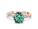 Rose gold Round Cut Green Sapphire Engagement Ring with Side Stone Accents and Four-Prong Setting_60