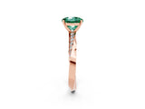 Rose gold Round Cut Green Sapphire Engagement Ring with Side Stone Accents and Four-Prong Setting_62