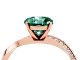 Rose gold Round Cut Green Sapphire Engagement Ring with Side Stone Accents and Four-Prong Setting_64