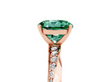 Rose gold Round Cut Green Sapphire Engagement Ring with Side Stone Accents and Four-Prong Setting_65