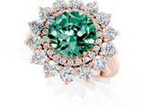 Rose gold Round Cut Green Sapphire Floral Double Halo Engagement Ring with Prong Setting_61
