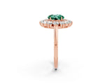 Rose gold Round Cut Green Sapphire Floral Double Halo Engagement Ring with Prong Setting_62