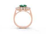 Rose gold Round Cut Green Sapphire Floral Double Halo Engagement Ring with Prong Setting_63