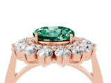 Rose gold Round Cut Green Sapphire Floral Double Halo Engagement Ring with Prong Setting_64