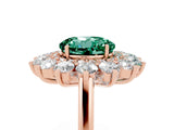 Rose gold Round Cut Green Sapphire Floral Double Halo Engagement Ring with Prong Setting_65