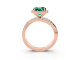 Rose gold Round Cut Green Sapphire Halo Ring with Round Split Shank and Prong Setting_51