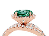 Rose gold Round Cut Green Sapphire Halo Ring with Round Split Shank and Prong Setting_52