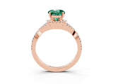 Rose gold Round Cut Green Sapphire Halo Twist Band Solitaire Prong Setting Ring_3