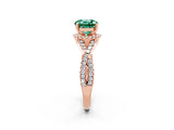 Rose gold Round Cut Green Sapphire  Halo Twist Band Solitaire Prong Setting Ring_38