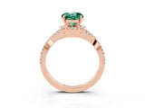 Rose gold Round Cut Green Sapphire  Halo Twist Band Solitaire Prong Setting Ring_39