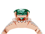 Rose gold Round Cut Green Sapphire  Halo Twist Band Solitaire Prong Setting Ring_40