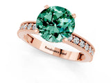 Rose gold Round Cut Green Sapphire Milgrain Pavé Engagement Ring with Four-Prong Setting_1