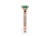 Rose gold Round Cut Green Sapphire Milgrain Pavé Engagement Ring with Four-Prong Setting_2