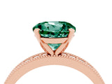 Rose gold Round Cut Green Sapphire Milgrain Pavé Engagement Ring with Four-Prong Setting_4