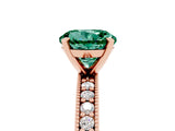 Rose gold Round Cut Green Sapphire Milgrain Pavé Engagement Ring with Four-Prong Setting_5