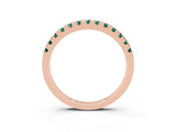 Rose gold Round Cut Green Sapphire Pavé Set Thin Band_3