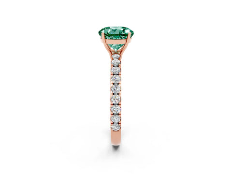 Rose gold Round Cut Green Sapphire Pavé Solitaire Engagement Ring with Four-Prong Setting_14