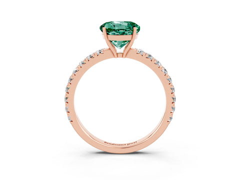Rose gold Round Cut Green Sapphire Pavé Solitaire Engagement Ring with Four-Prong Setting_15