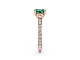 Rose gold Round Cut Green Sapphire Pavé Solitaire Ring with Round Band and Prong Setting_26