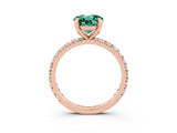 Rose gold Round Cut Green Sapphire Pavé Solitaire Ring with Round Band and Prong Setting_27