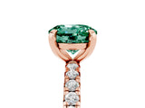 Rose gold Round Cut Green Sapphire Pavé Solitaire Ring with Round Band and Prong Setting_29