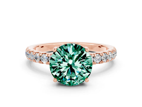 Rose gold Round Cut Green Sapphire Pave Band Solitaire Ring with Four-Prong Setting_24