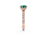Rose gold Round Cut Green Sapphire Pave Band Solitaire Ring with Four-Prong Setting_26
