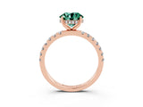 Rose gold Round Cut Green Sapphire Pave Band Solitaire Ring with Four-Prong Setting_27