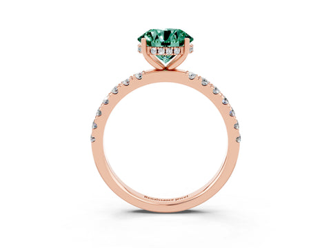 Rose gold Round Cut Green Sapphire Pave Band Solitaire Ring with Four-Prong Setting_27