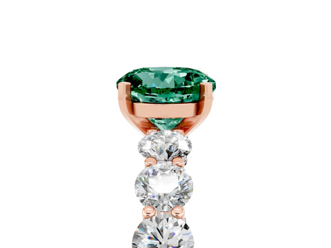 Rose gold Round Cut Green Sapphire Prong Setting with Side Stones on a Pave Band_5