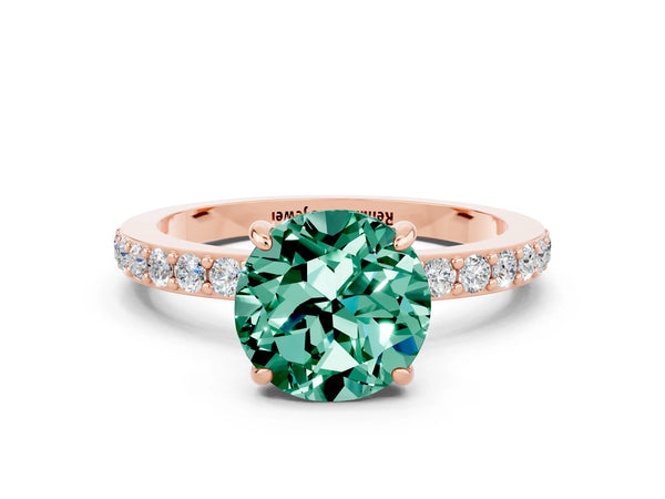Rose gold Round Cut Green Sapphire Pavé Engagement Ring with Round  Accents and Prong Setting