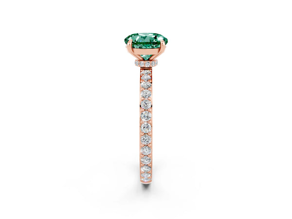 Rose gold Round Cut Green Sapphire Pavé Engagement Ring with Round  Accents and Prong Setting