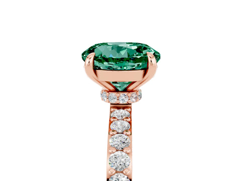 Rose gold Round Cut Green Sapphire Ring with Pavé Band and Four-Prong Setting_5
