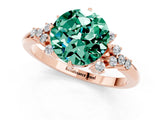 Rose gold Round Cut Green Sapphire Ring with Side Stones and Four-Prong Setting_37