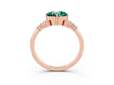 Rose gold Round Cut Green Sapphire Ring with Side Stones and Four-Prong Setting_39