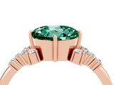 Rose gold Round Cut Green Sapphire Ring with Side Stones and Four-Prong Setting_40